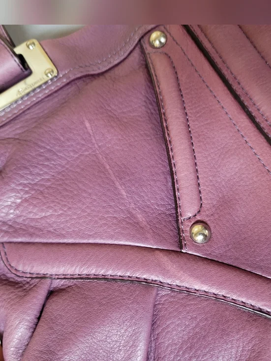 B. Makowsky Purple Naked Leather Shoulder Bag - Picture 13 of 15